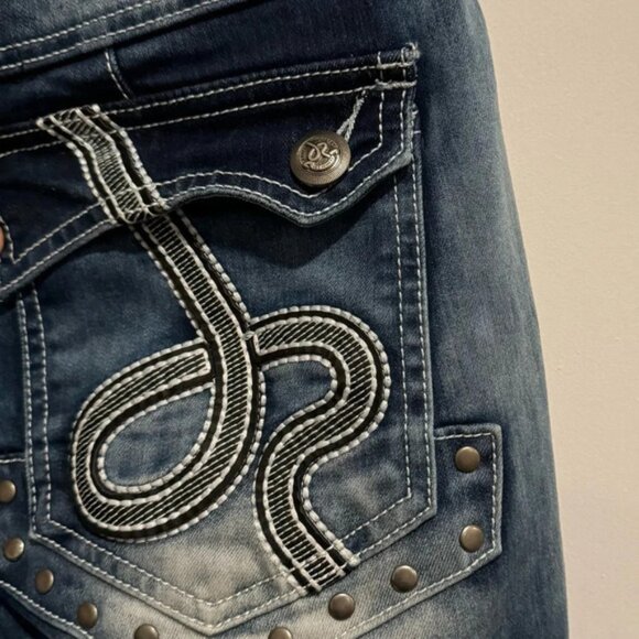 Y2K Jrag  Famous Denim LA Jeans JRW 4406 blue embellished street studded US30 - Picture 6 of 10